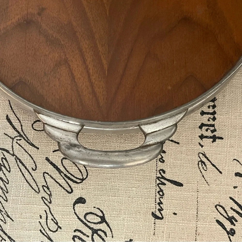 Vintage Royal Holland Teak
Wood Oval Tray Pewter Frame Rim 16.75" MCM
1950's - Picture 3 of 14